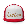 Listen In Copper Embroidery on 5 Panel Trucker Cap