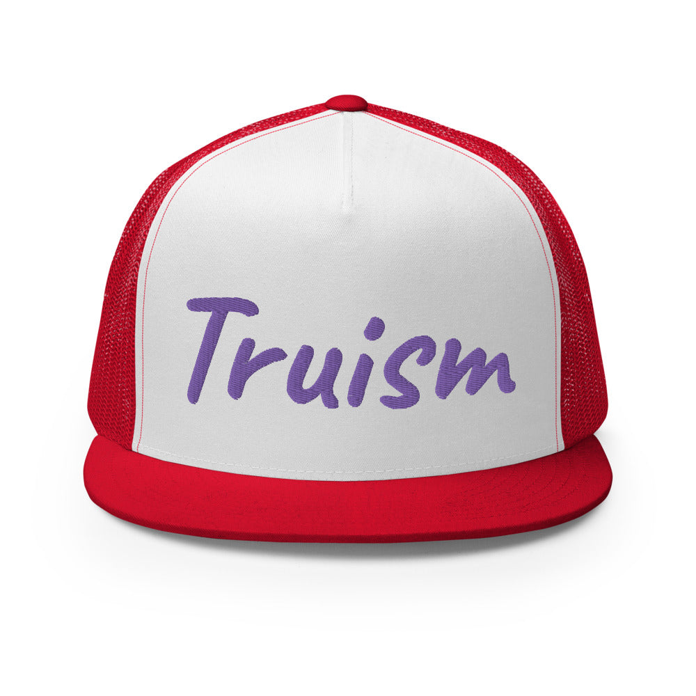 Truism In Amethyst Embroidery on 5 Panel Trucker Cap