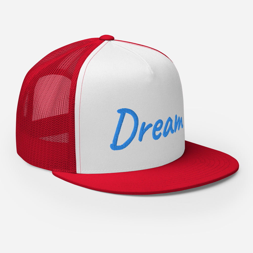 Dream In Sapphire Embroidery on 5 Panel Trucker Cap