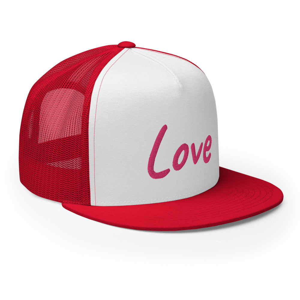 Love In Star Rose Quartz Embroidery on 5 Panel Trucker Cap