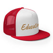 Education In Copper Embroidery on 5 Panel Trucker Cap