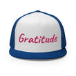 Gratitude In Star Rose Quartz Embroidery on 5 Panel Trucker Cap