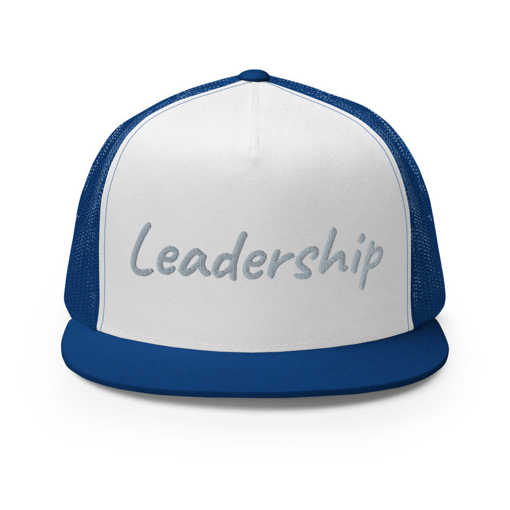 Leadership In Silver Embroidery on 5 Panel Trucker Cap