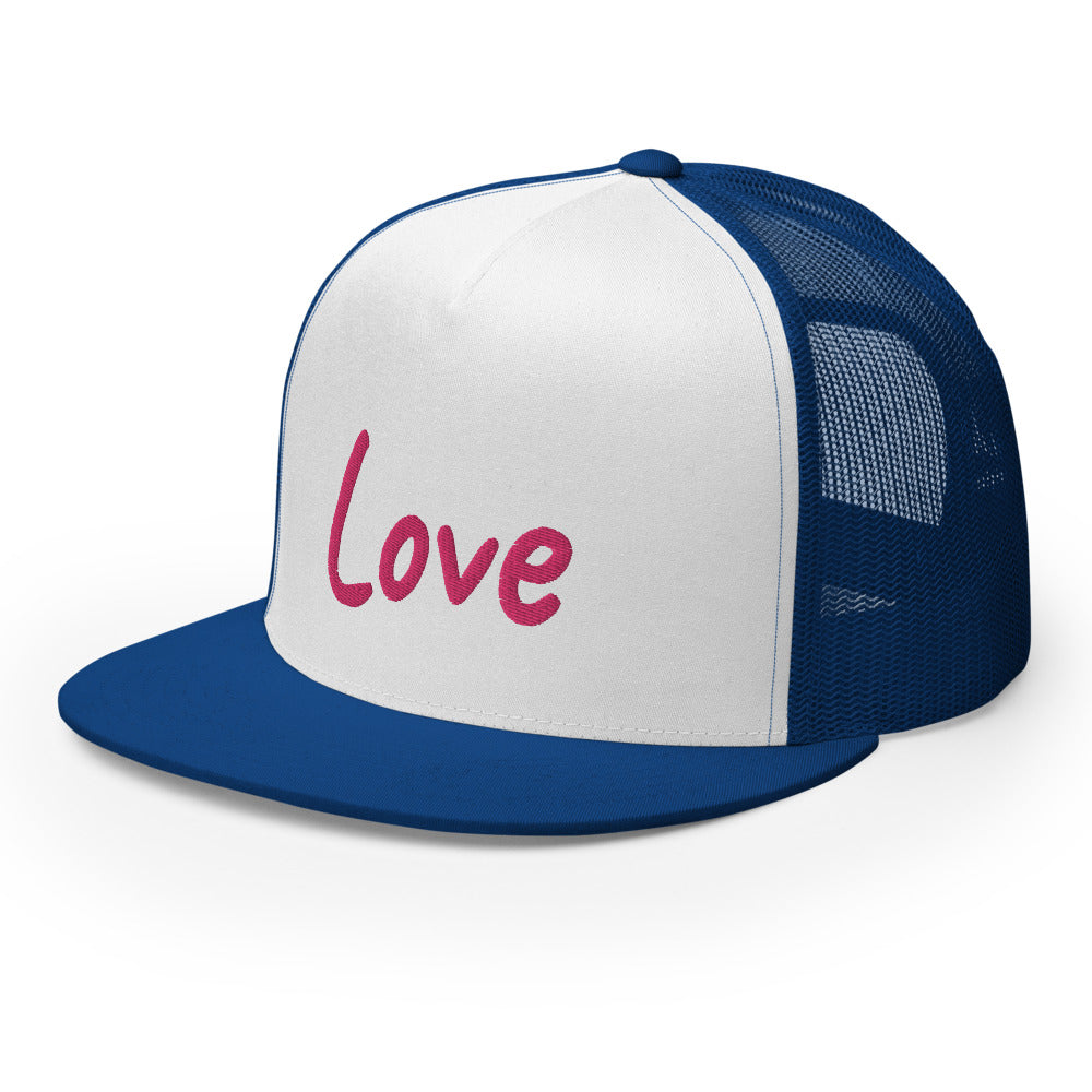 Love In Star Rose Quartz Embroidery on 5 Panel Trucker Cap