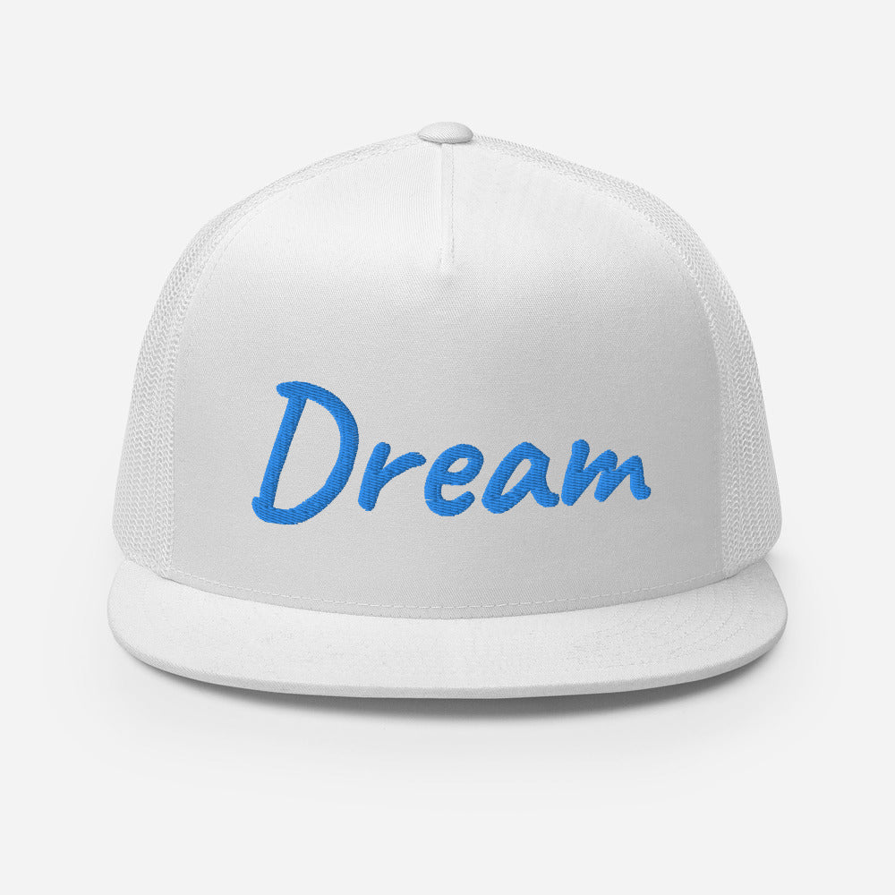 Dream In Sapphire Embroidery on 5 Panel Trucker Cap