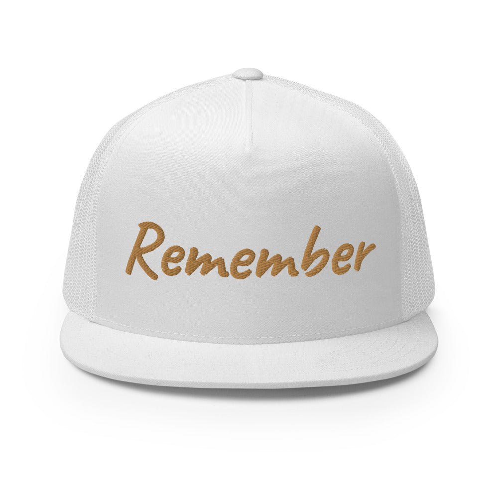 Remember In Celluloid Embroidery on 5 Panel Trucker Cap