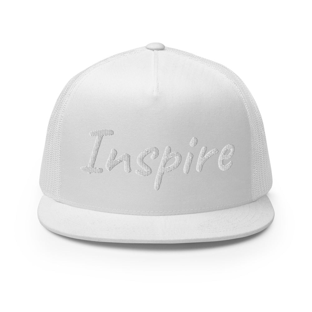 Inspire In Diamond Embroidery on 5 Panel Trucker Cap