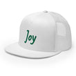 Joy In Emerald Embroidery on 5 Panel Trucker Cap