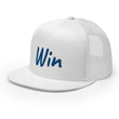 Win In Sapphire Embroidery on 5 Panel Trucker Cap