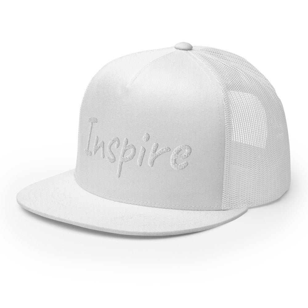 Inspire In Diamond Embroidery on 5 Panel Trucker Cap