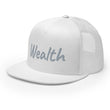 Wealth In Silver Embroidery on 5 Panel Trucker Cap