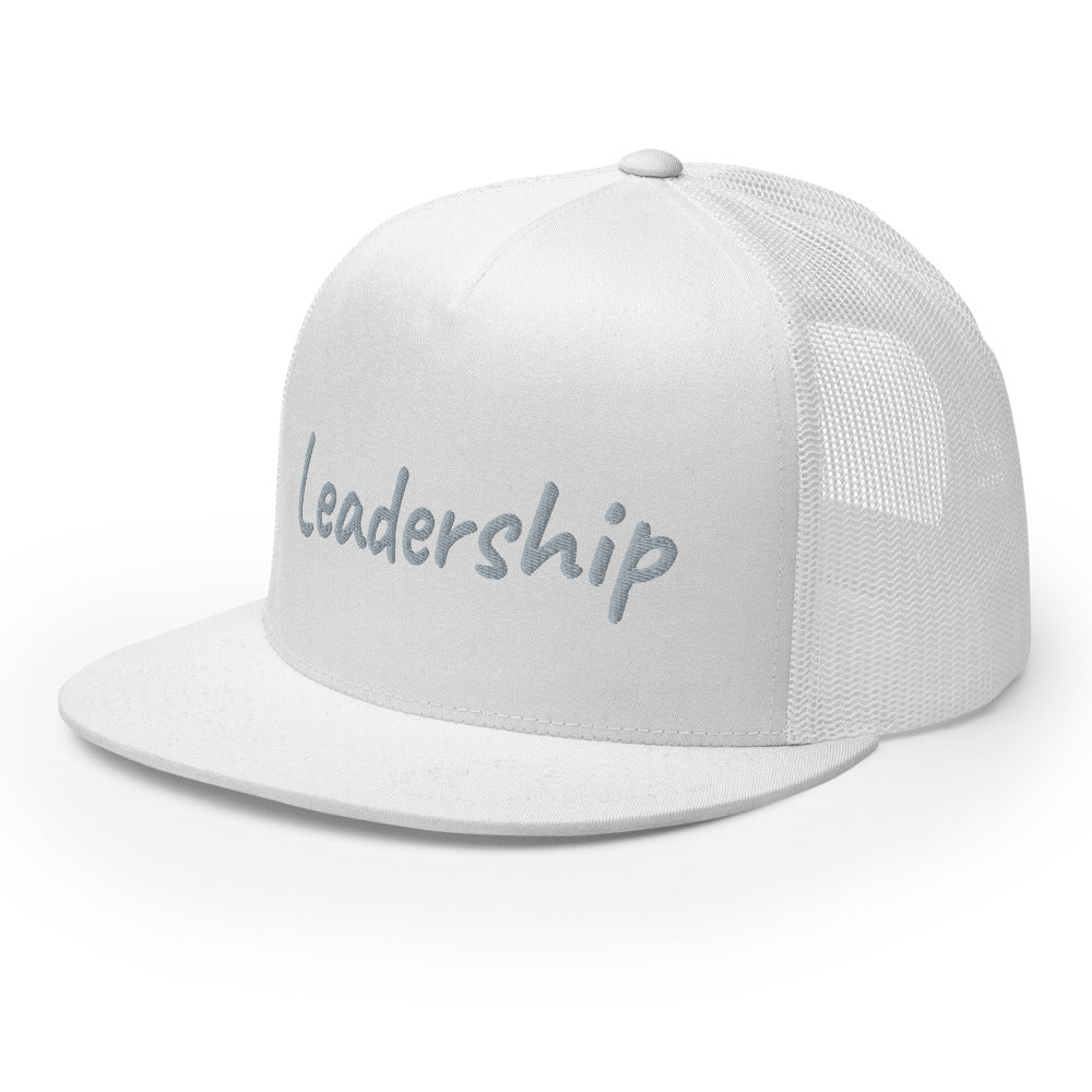 Leadership In Silver Embroidery on 5 Panel Trucker Cap