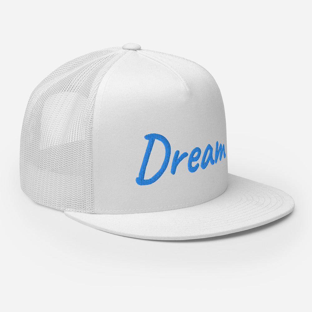 Dream In Sapphire Embroidery on 5 Panel Trucker Cap