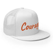 Courage In Amber Embroidery on 5 Panel Trucker Cap