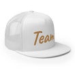 Team In Celluloid Embroidery on 5 Panel Trucker Cap