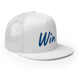 Win In Sapphire Embroidery on 5 Panel Trucker Cap