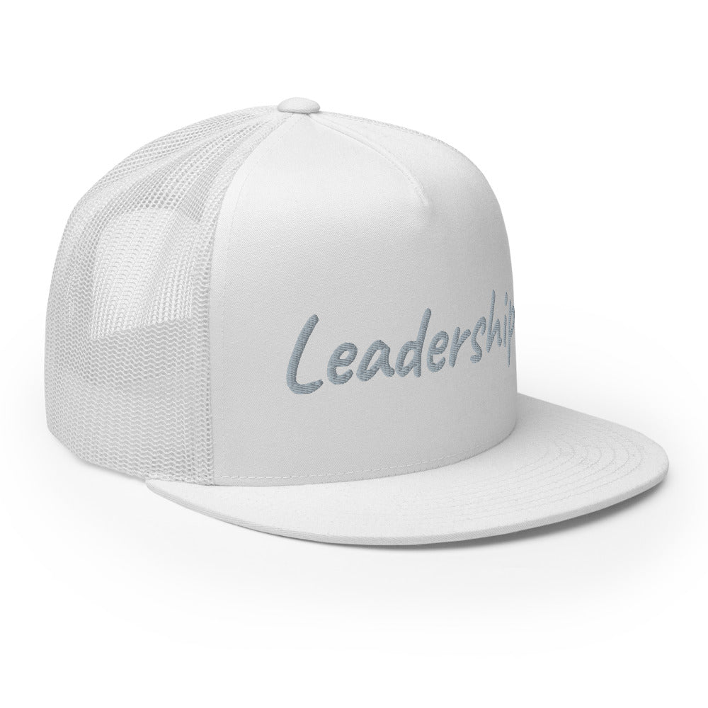 Leadership In Silver Embroidery on 5 Panel Trucker Cap