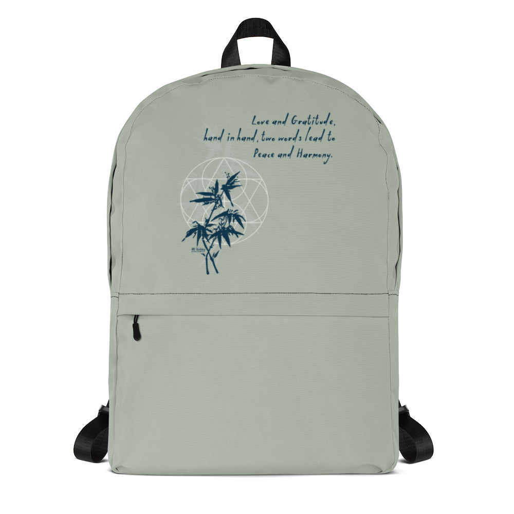 Love Gratitude Peace Harmony Haiku With Bamboo on Backpack