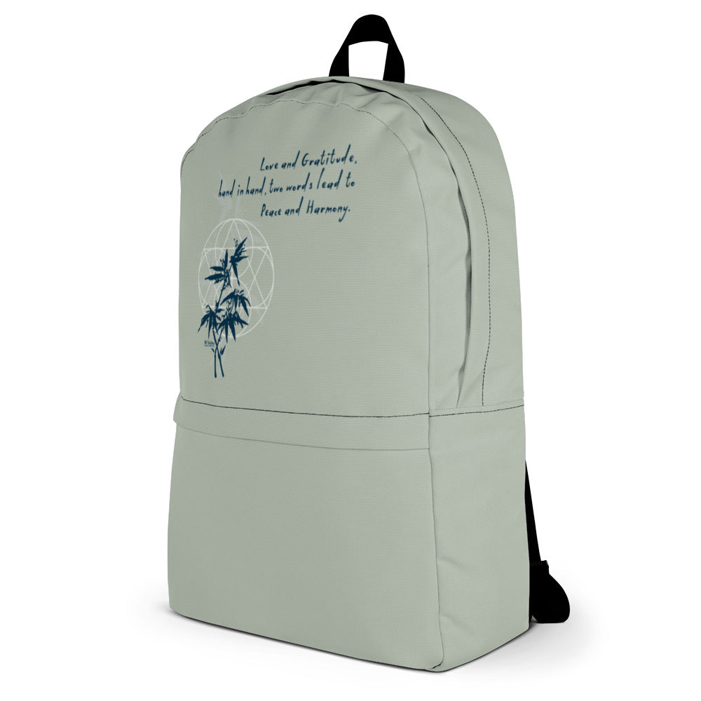 Love Gratitude Peace Harmony Haiku With Bamboo on Backpack