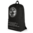 Binary Instructions To Keep Moving The World Forward With Vitruvian Earth In White on Backpack