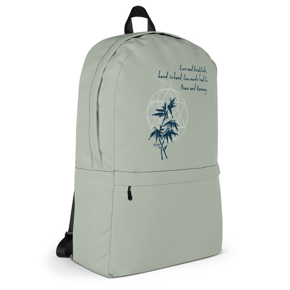 Love Gratitude Peace Harmony Haiku With Bamboo on Backpack