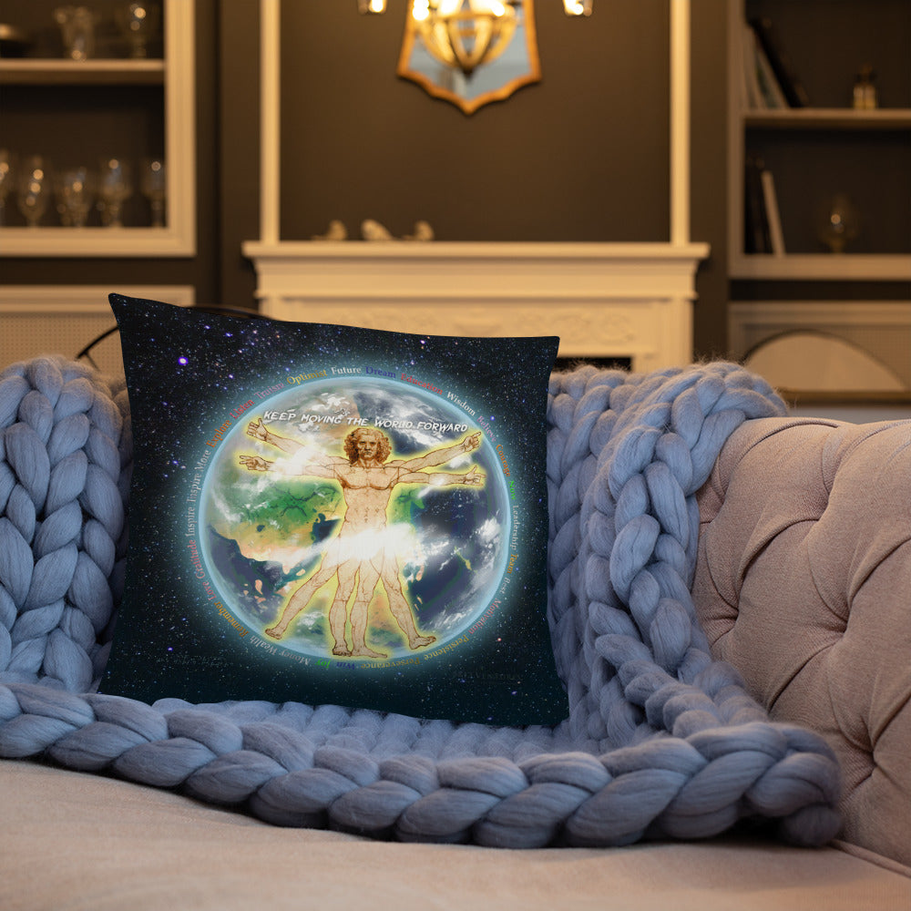 Vitruvian Earth on Basic Pillow