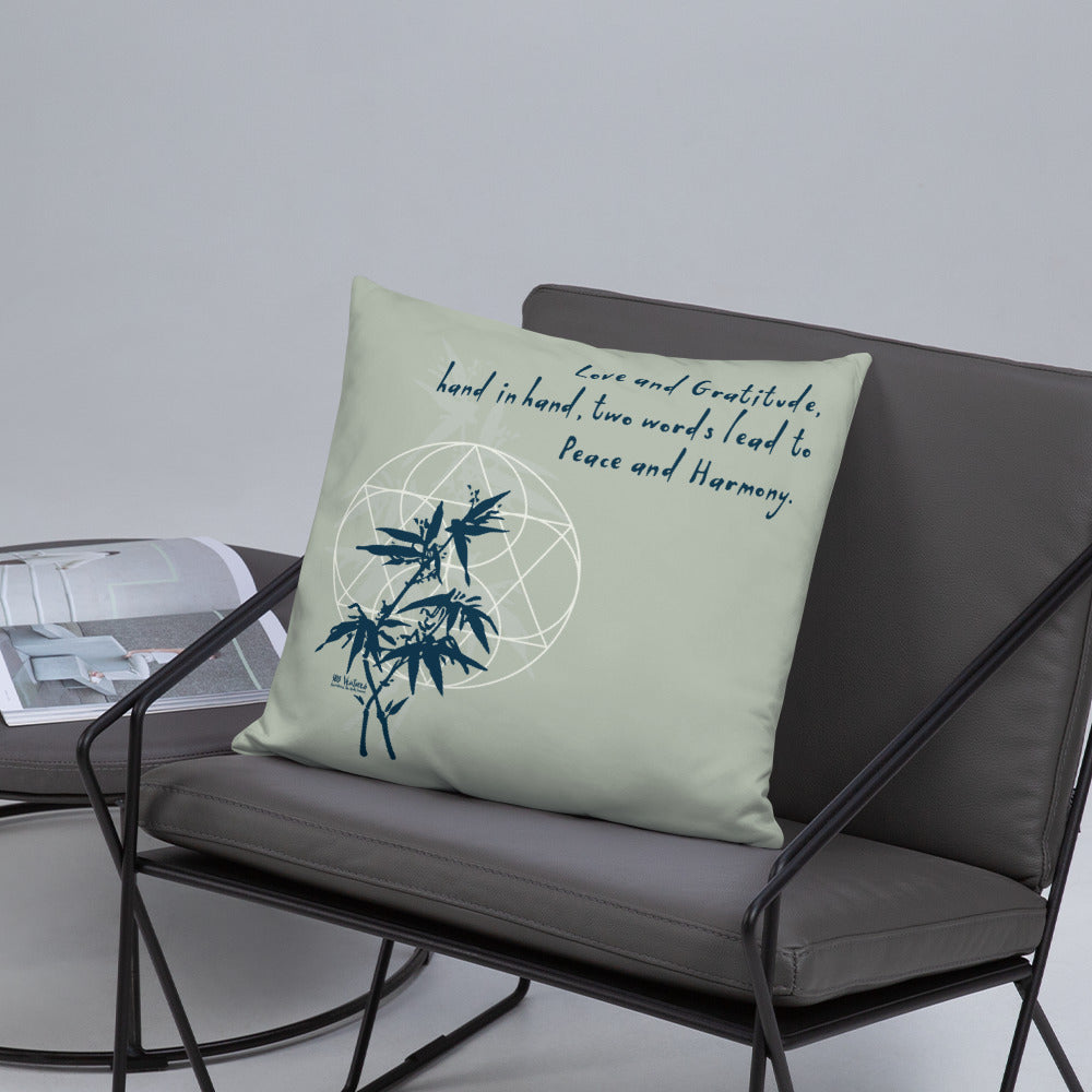 Love Gratitude Peace Harmony Haiku With Bamboo on Basic Pillow