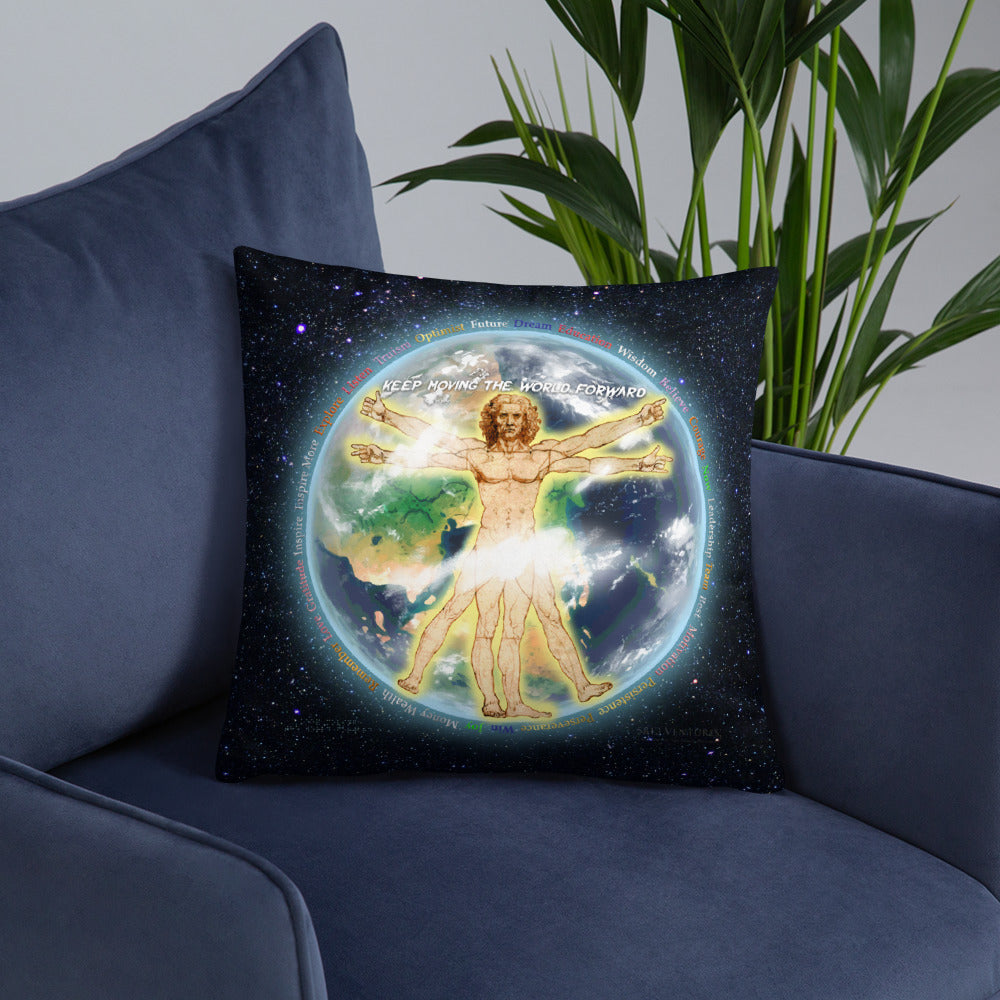 Vitruvian Earth on Basic Pillow