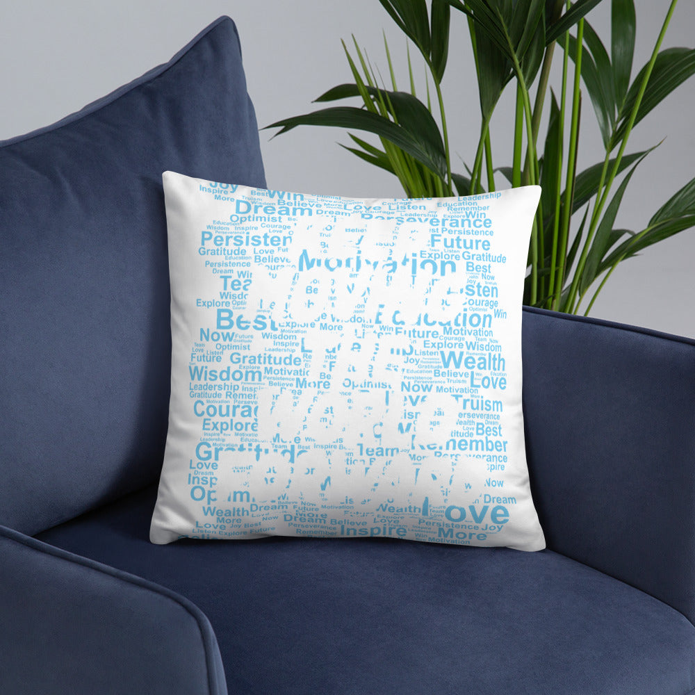 Word Clouds To Keep Moving The World Forward Through Blue Word Sky on Basic Pillow