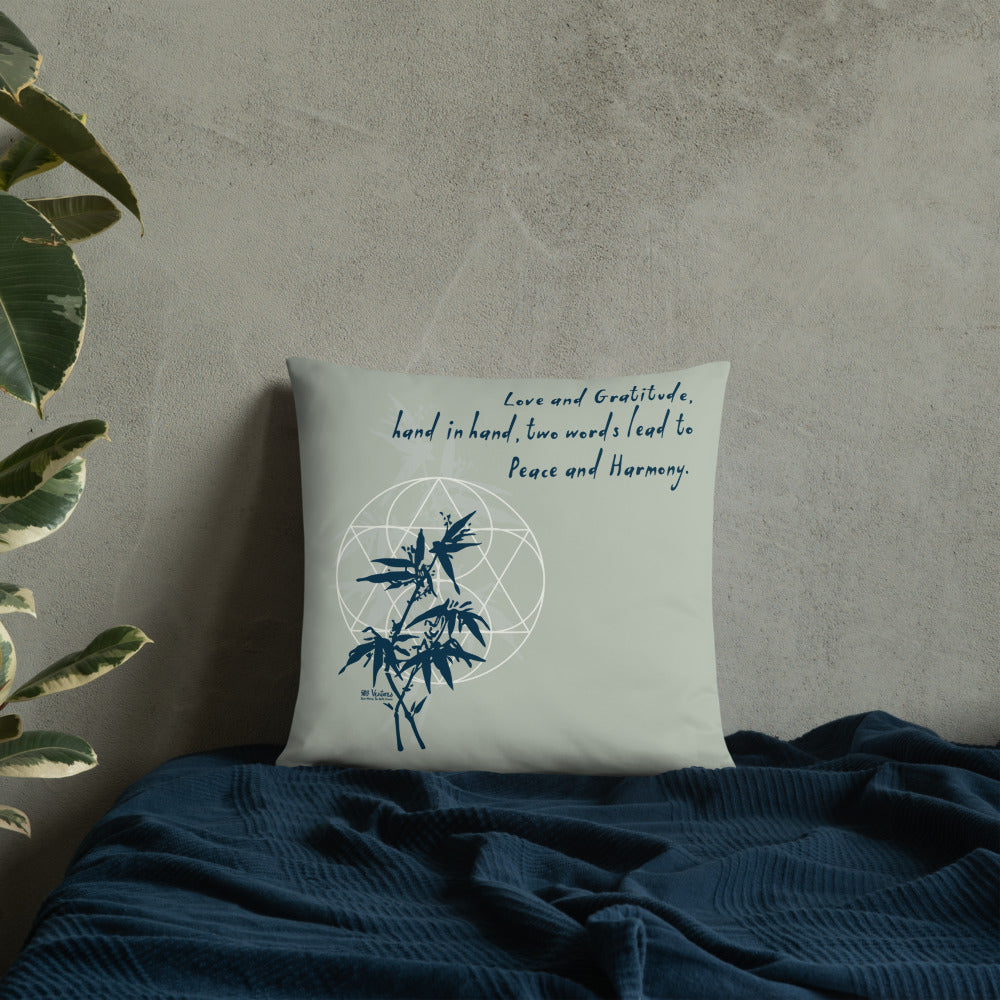 Love Gratitude Peace Harmony Haiku With Bamboo on Basic Pillow