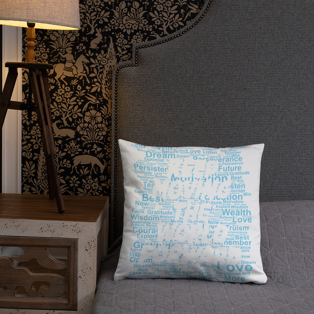 Word Clouds To Keep Moving The World Forward Through Blue Word Sky on Basic Pillow