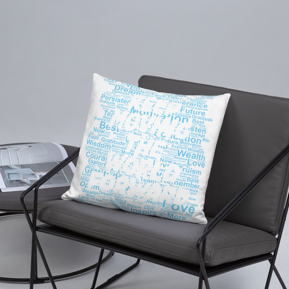 Word Clouds To Keep Moving The World Forward Through Blue Word Sky on Basic Pillow