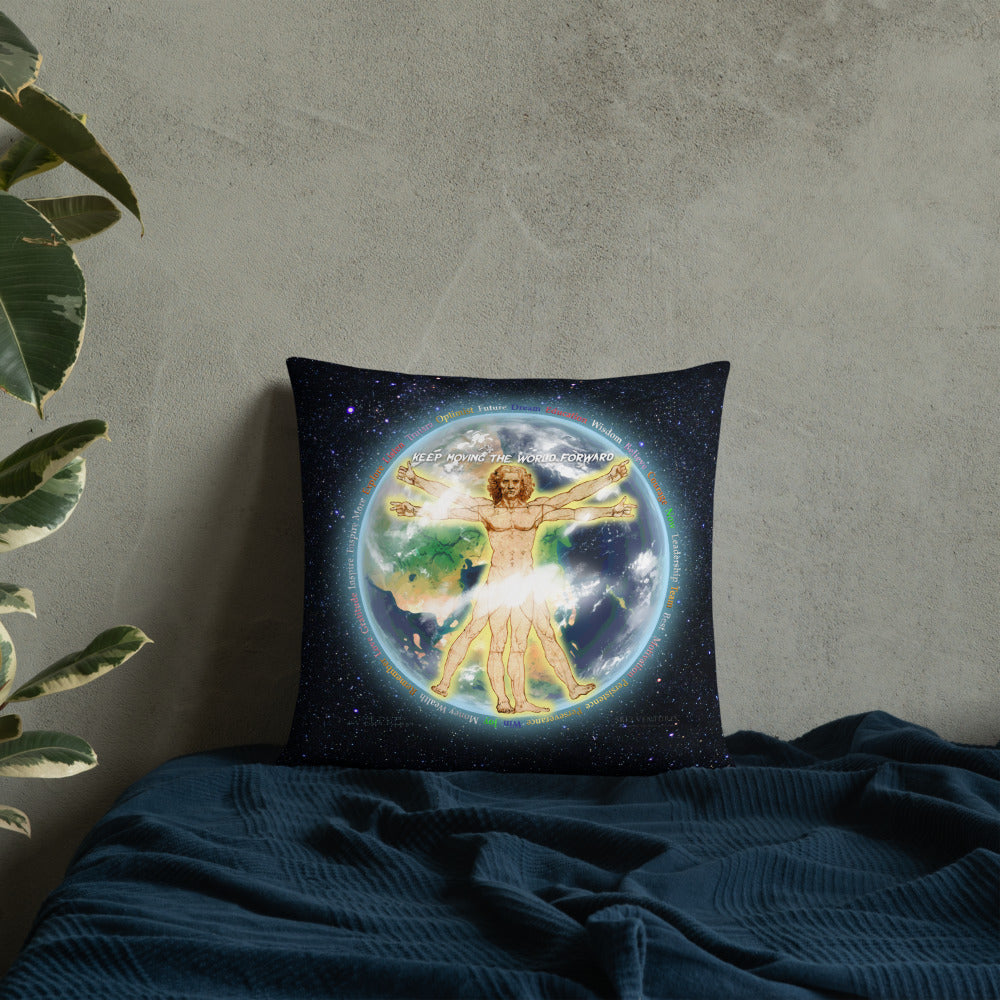 Vitruvian Earth on Basic Pillow