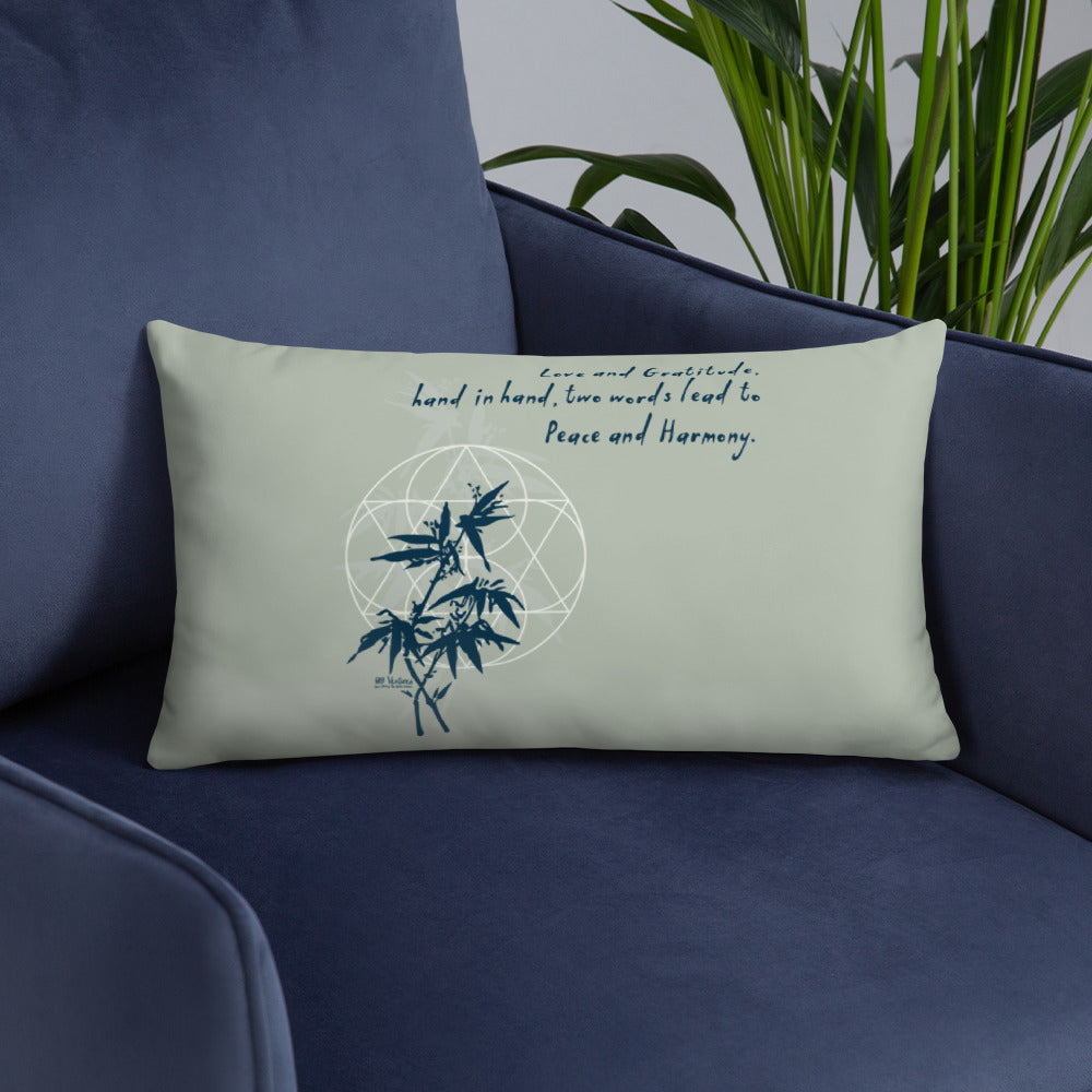 Love Gratitude Peace Harmony Haiku With Bamboo on Basic Pillow