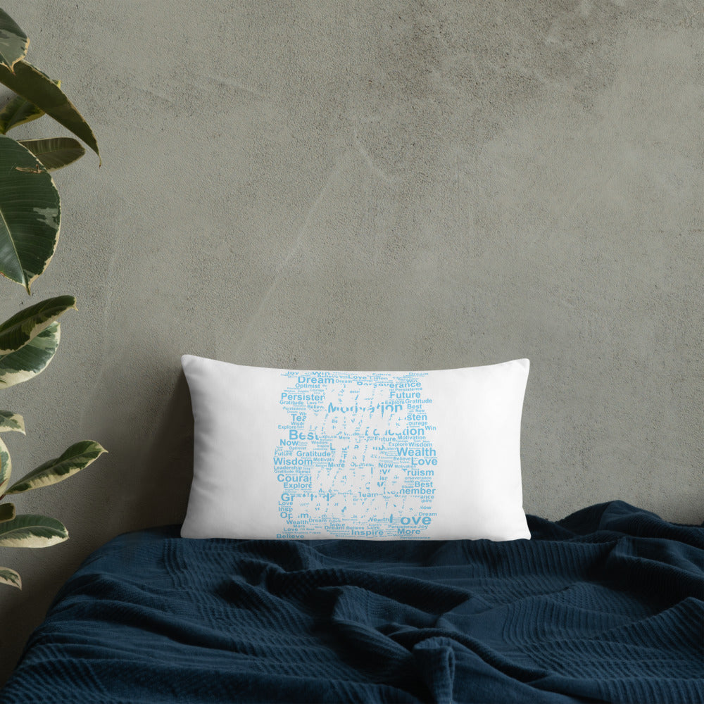 Word Clouds To Keep Moving The World Forward Through Blue Word Sky on Basic Pillow