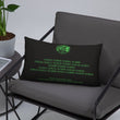 Binary Instructions To Keep Moving The World Forward With Venusian Earth In Green on Basic Pillow