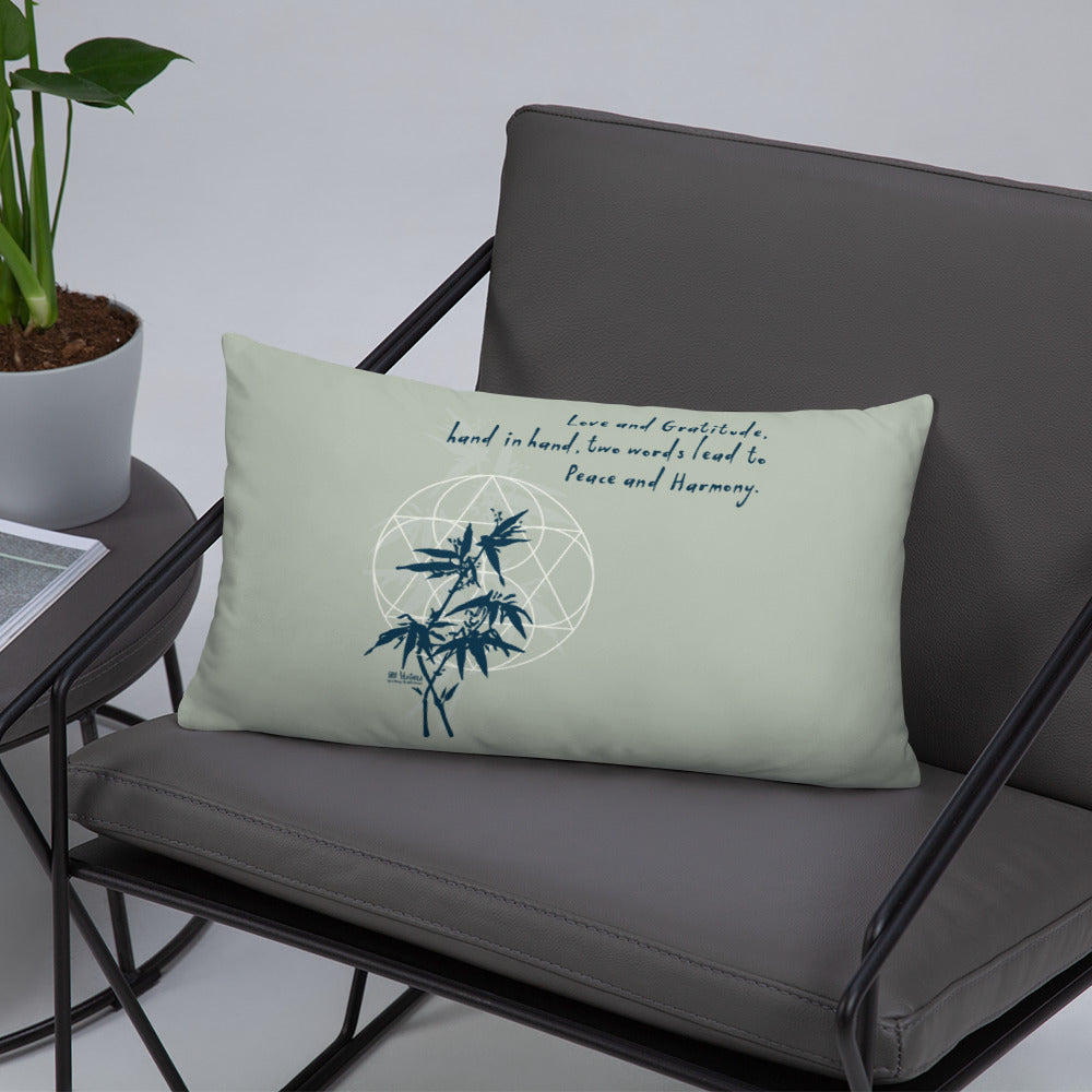 Love Gratitude Peace Harmony Haiku With Bamboo on Basic Pillow