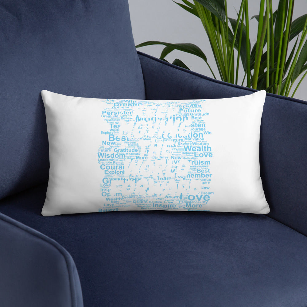 Word Clouds To Keep Moving The World Forward Through Blue Word Sky on Basic Pillow