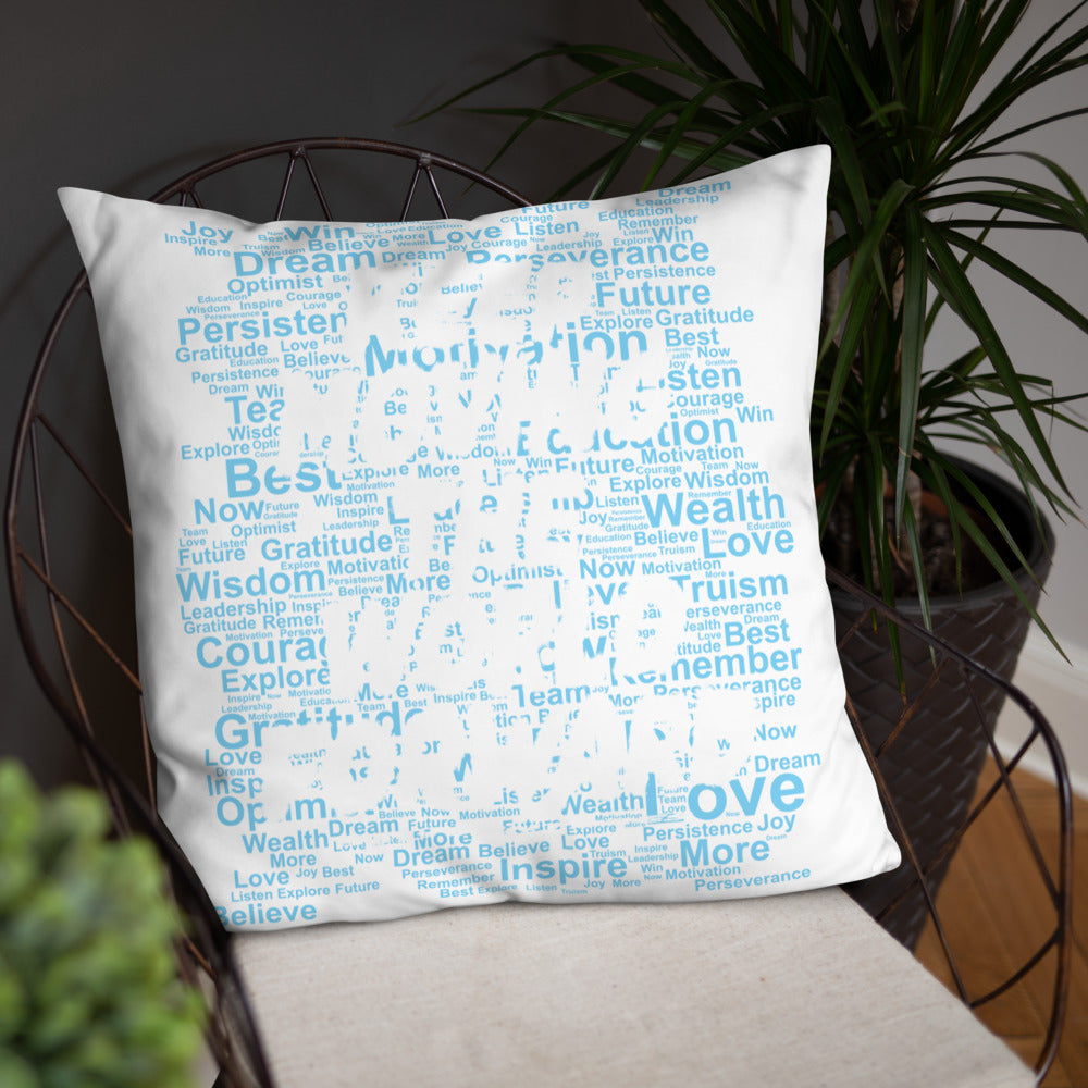 Word Clouds To Keep Moving The World Forward Through Blue Word Sky on Basic Pillow