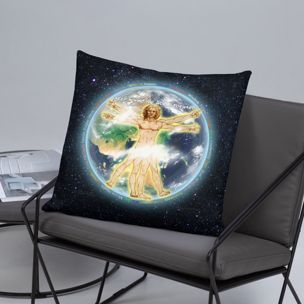 Vitruvian Earth on Basic Pillow