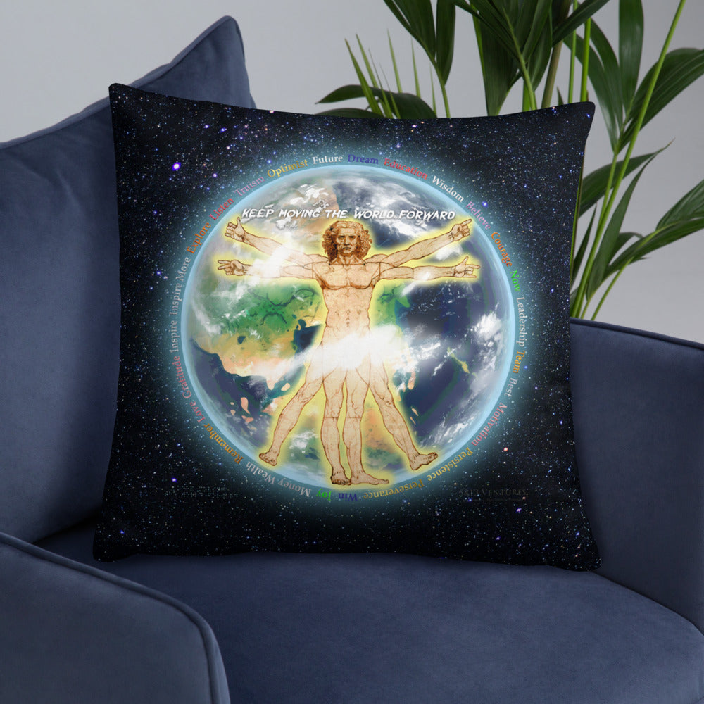 Vitruvian Earth on Basic Pillow