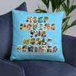 Baby Animals Keep Moving The World Forward In Blue on Basic Pillow