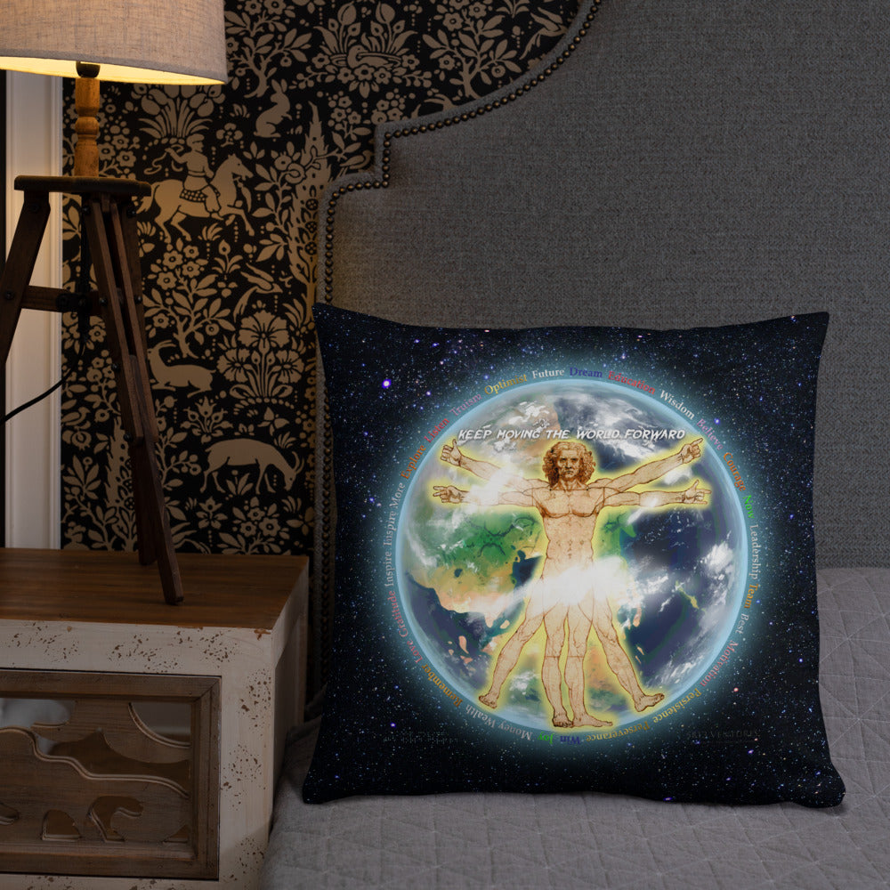 Vitruvian Earth on Basic Pillow