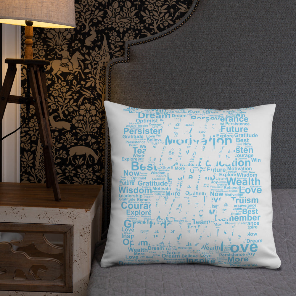 Word Clouds To Keep Moving The World Forward Through Blue Word Sky on Basic Pillow