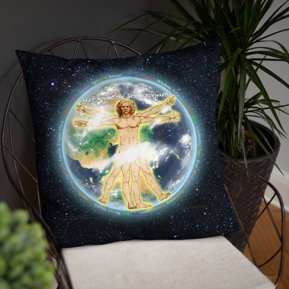 Vitruvian Earth on Basic Pillow