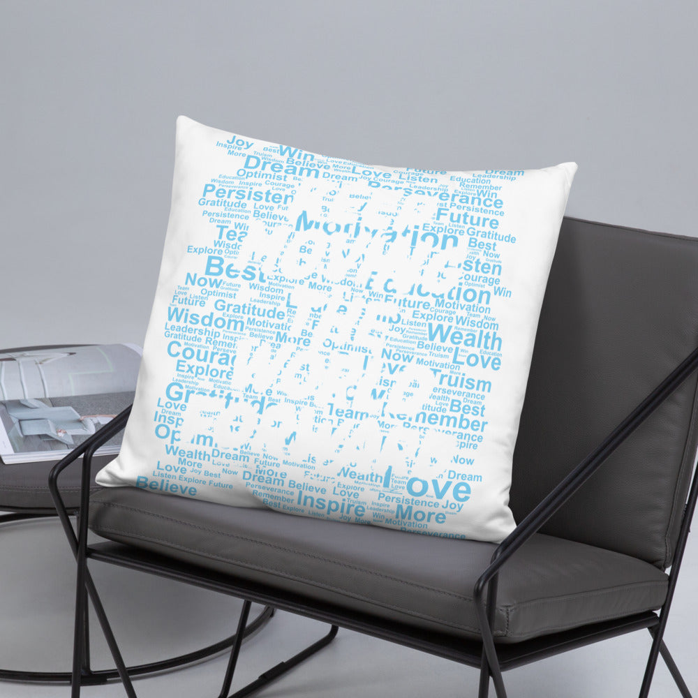 Word Clouds To Keep Moving The World Forward Through Blue Word Sky on Basic Pillow