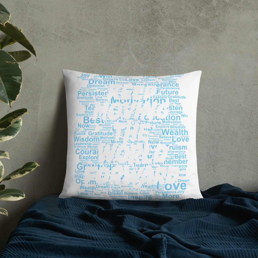 Word Clouds To Keep Moving The World Forward Through Blue Word Sky on Basic Pillow