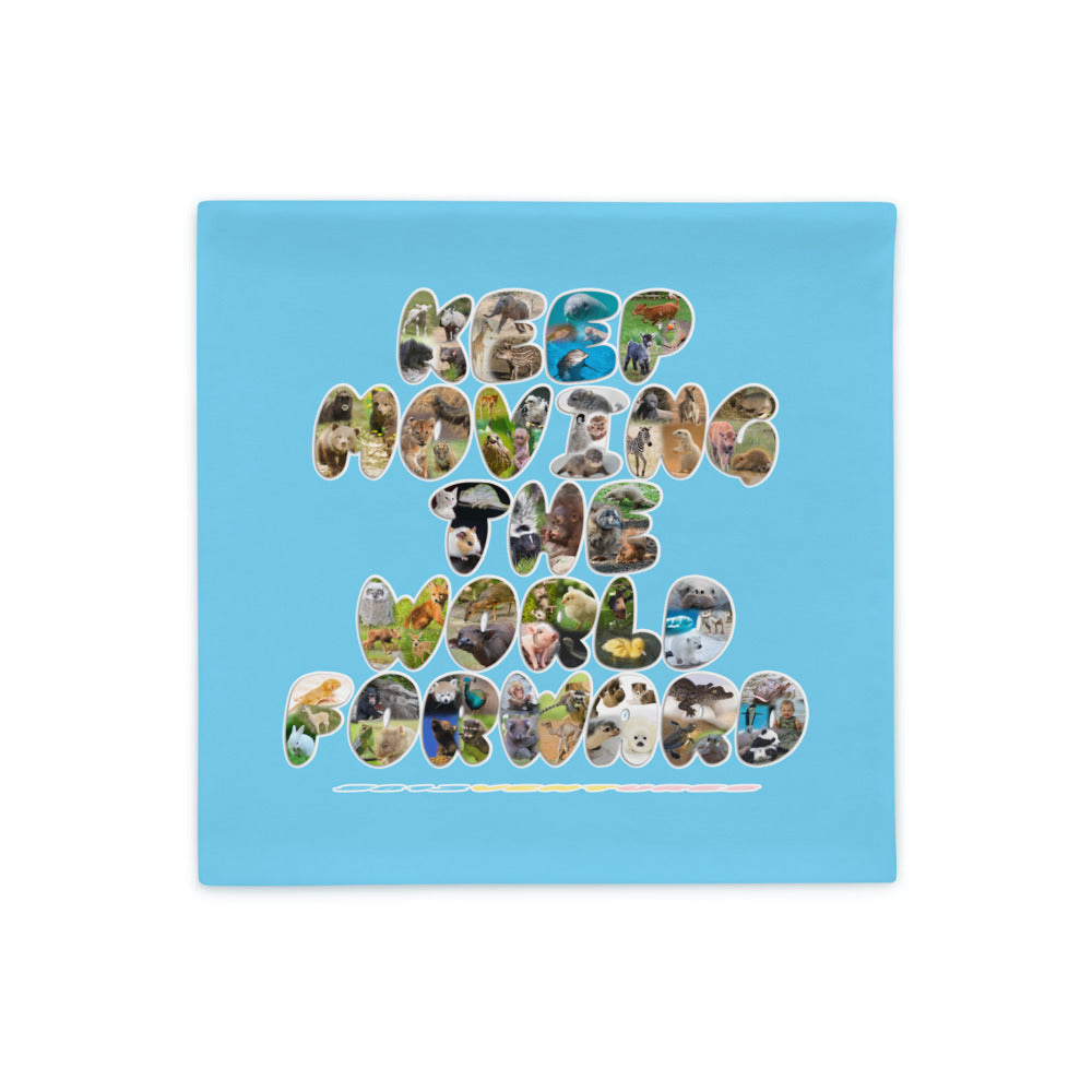 Baby Animals Keep Moving The World Forward In Blue on Basic Pillow Case