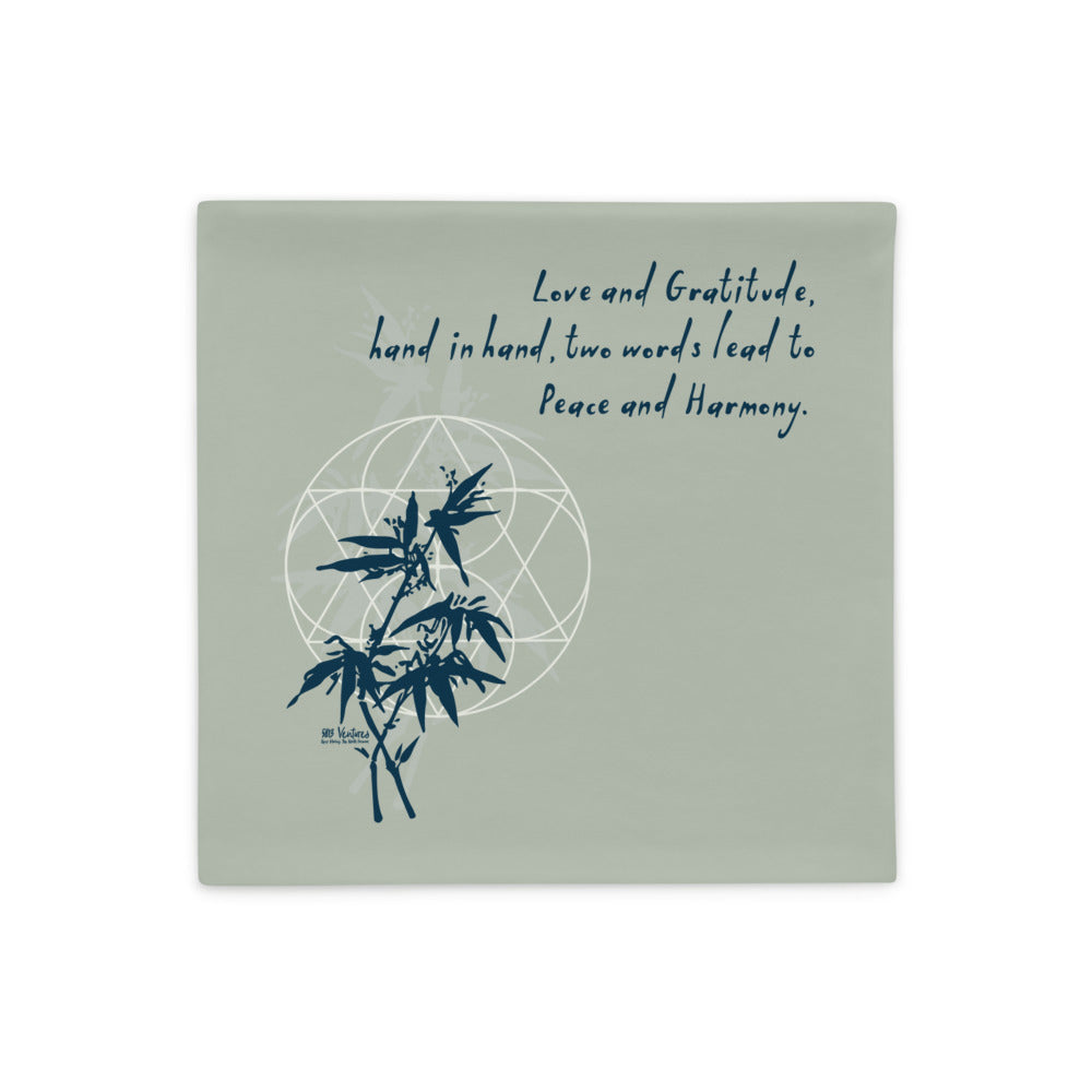 Love Gratitude Peace Harmony Haiku With Bamboo on Basic Pillow Case