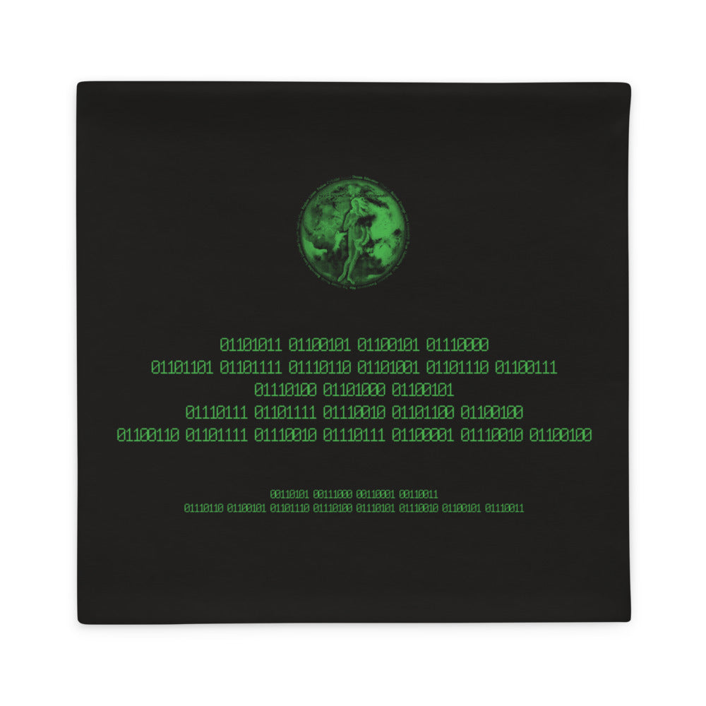 Binary Instructions To Keep Moving The World Forward With Venusian Earth In Green on Basic Pillow Case